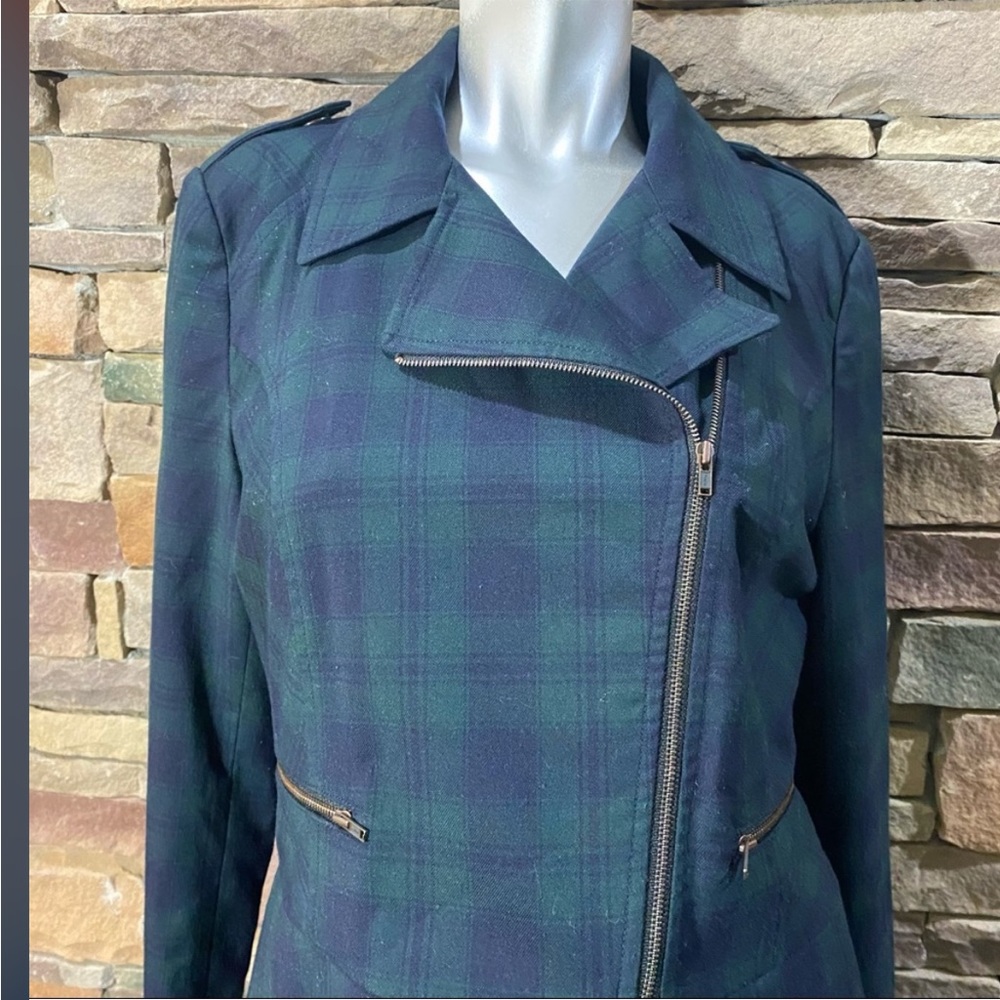 Cabi Tartan Blazer Green/Navy Blue Sz 6 - Picture 3 of 5